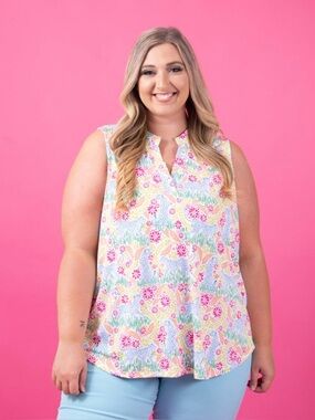 Scarlett Sleeveless V-Neck Camisole - Pink, Yellow, Green, Blue